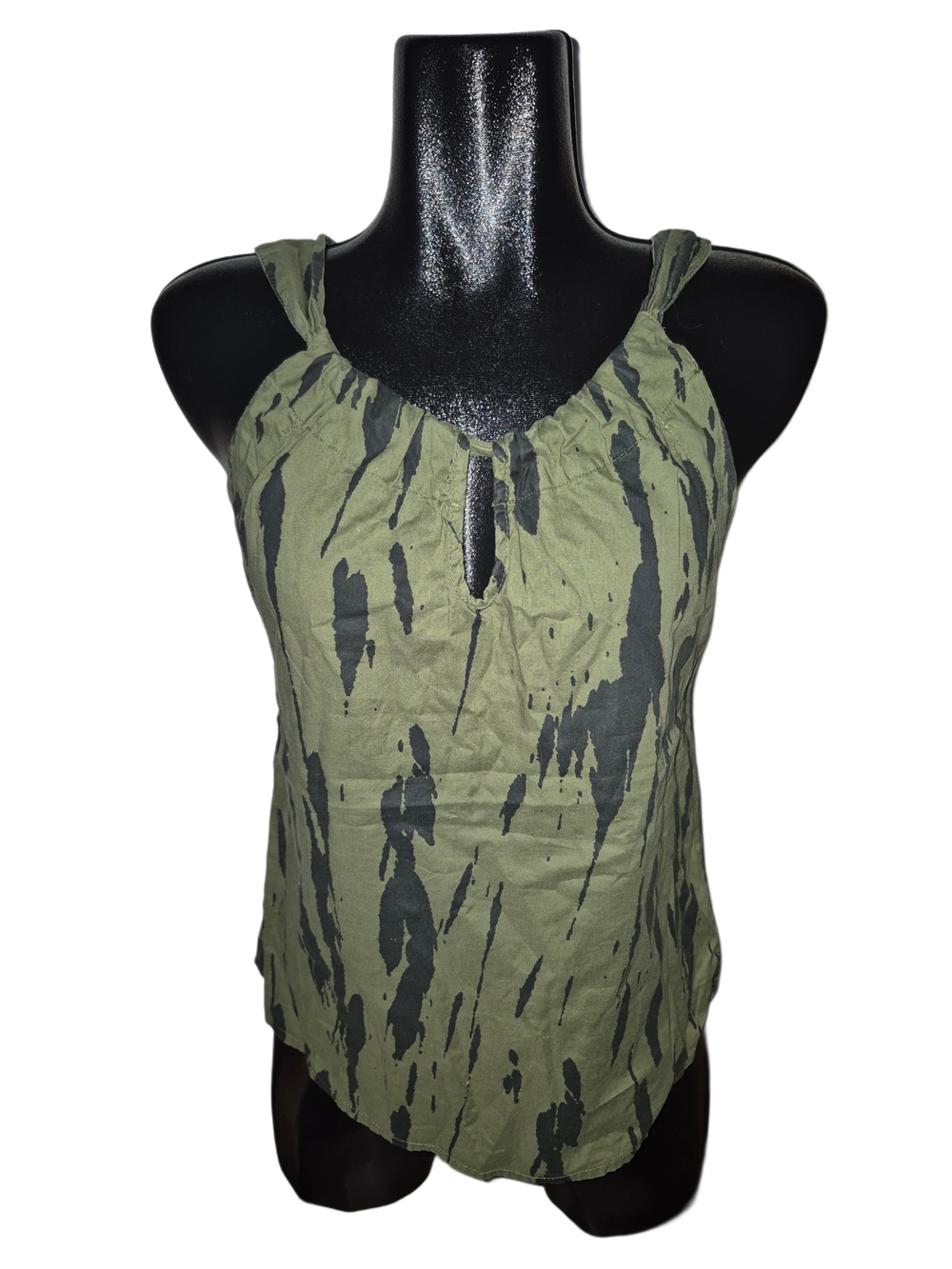Old Navy Olive Green Printed Sleeveless Women's Cotton Halter Tank Top Size S